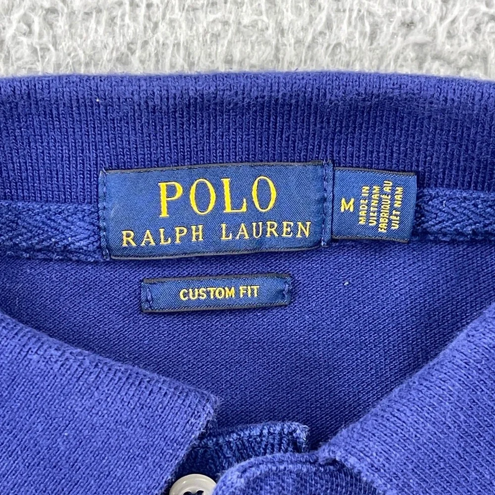 Polo Ralph Lauren Polo Shirt Mens Medium Blue Big Pony Custom Fit Short Sleeve